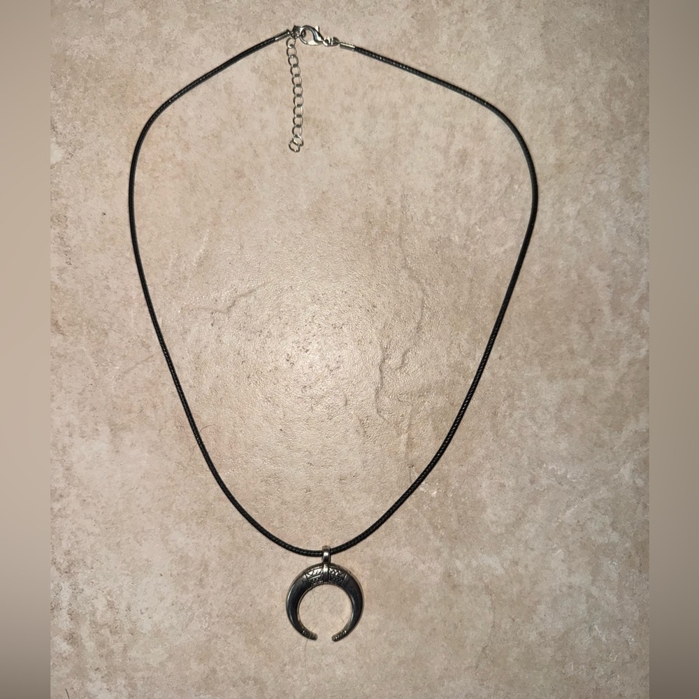 Urban Outfitters Black and Silver Crescent Necklace